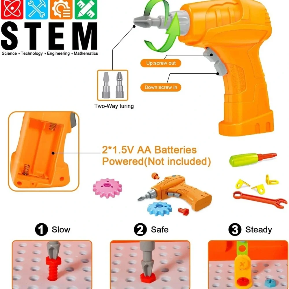 STEM Gear Platter‎ Bus Tools Build Carrying Case Drill Screwdriver Colorful